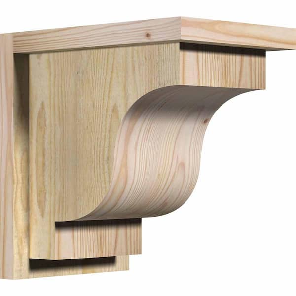 Ekena Millwork 8 in. x 12 in. x 12 in. Newport Rough Sawn Douglas Fir Corbel with Backplate