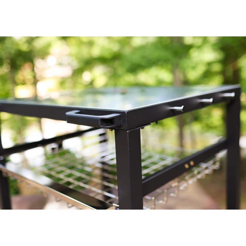 NUUK Stainless Steel Rolling Outdoor Pizza Oven Table with Shelves