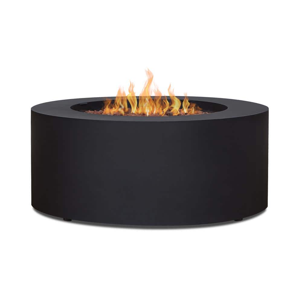 Aegean 36" Round Black Steel Gas Fire Pit Table