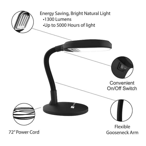 22 in. Black Indoor Sunlight Desk Lamp