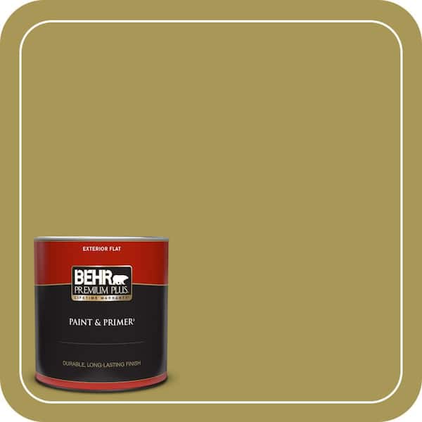 BEHR PREMIUM PLUS 1 qt. #390D-6 Spring Moss Flat Exterior Paint & Primer
