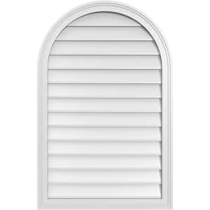 26 in. x 40 in. Round Top White PVC Paintable Gable Louver Vent Non-Functional