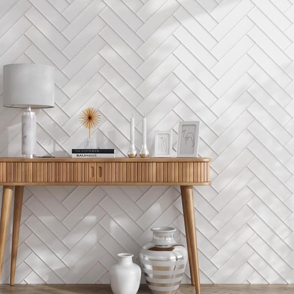 White 3 in. x 12 in. Matte Finished Glass Subway Floor and Wall Tile (5 Sq. ft/case)