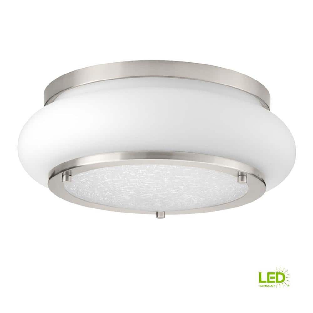 Brushed Nickel 12" LED Flush Mount with Opal-Linen Glass