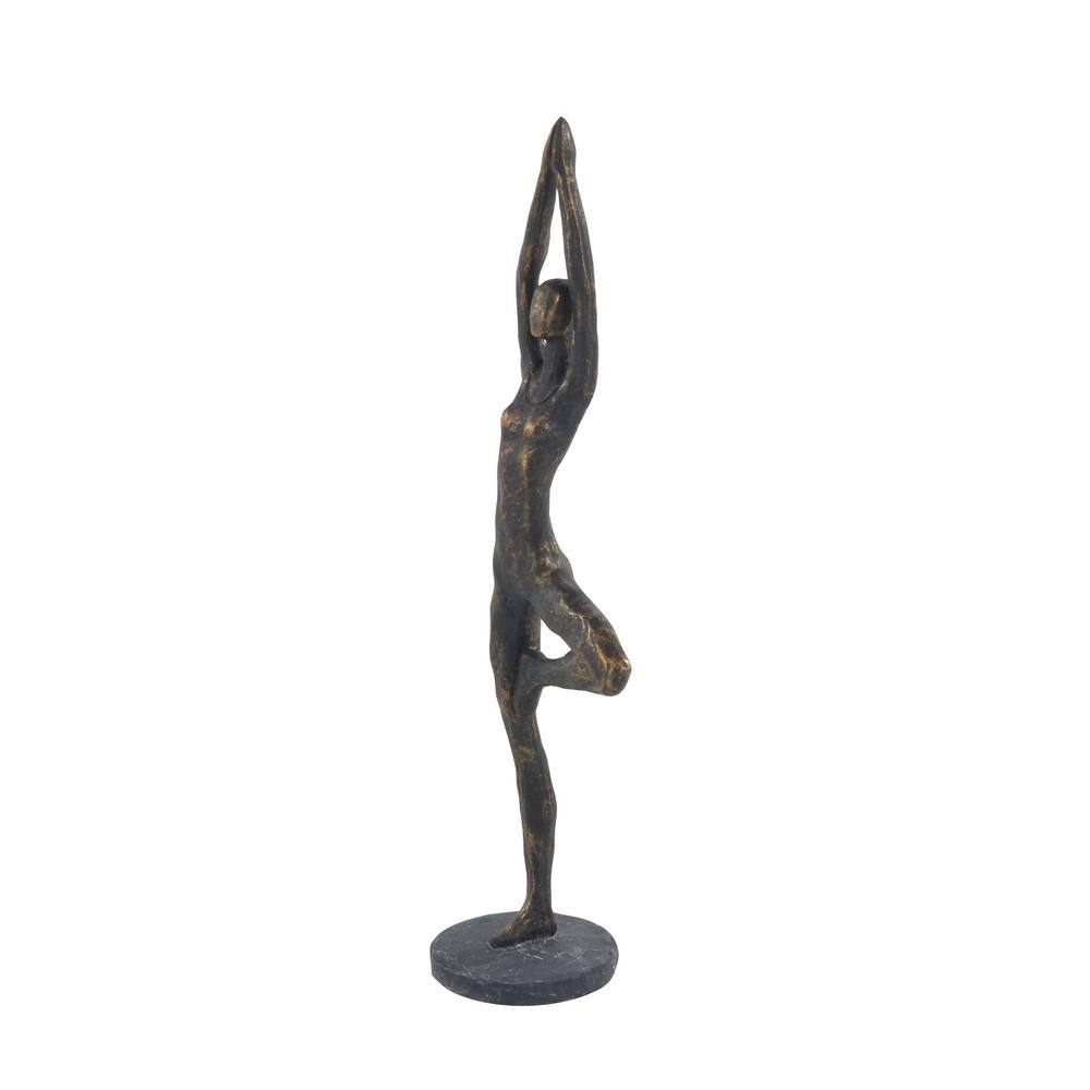 18" Brass Polystone Yoga Pose Tabletop Sculpture