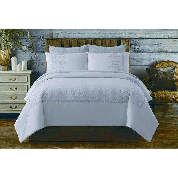 Cottage Classics Chambray Coast 3-Piece White King Comforter Set