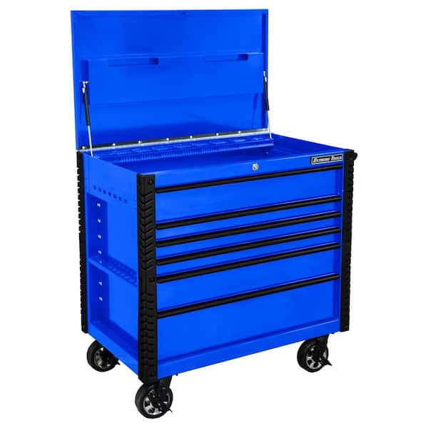 Extreme Tools EX Professional 41 in. 6-Drawer Tool Utility Cart with Bumpers in Blue with Black Drawer Pulls