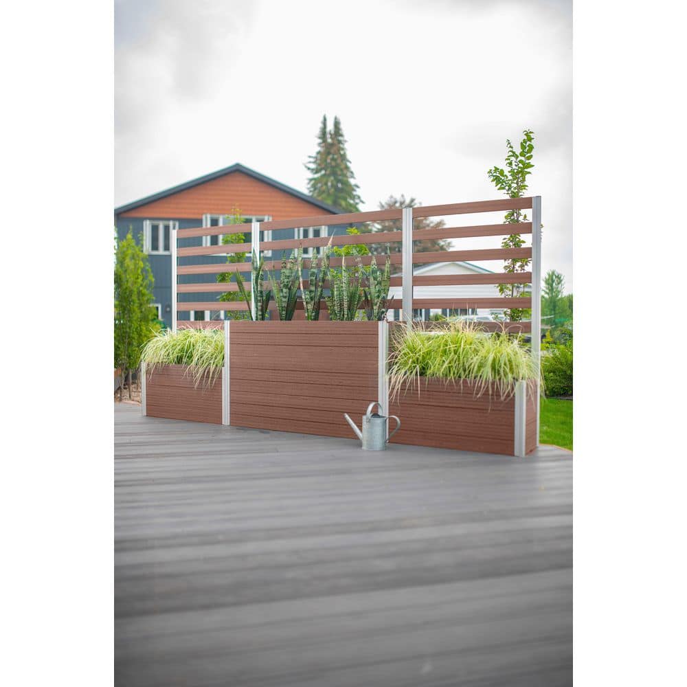 Espresso Brown Vinyl Parklette Planter Box with Trellis