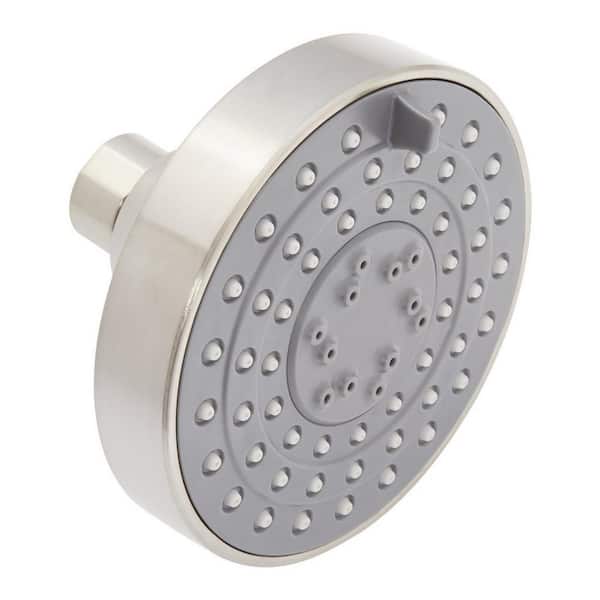 SIGNATURE HARDWARE 3-Spray Patterns with 1.8 GPM 4.125 in. Wall Mount Full Fixed Shower Head with No Additional Features in Brushed Nickel