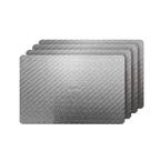 Cambria Silver Metallic Faux Leather Rectangular Placemats (Set of 4)