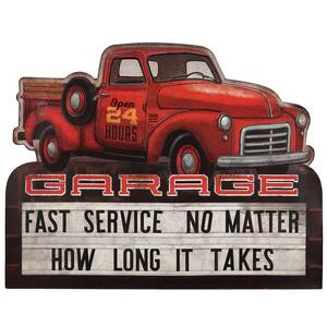 Red Truck Garage Letter Board Embossed Tin Sign