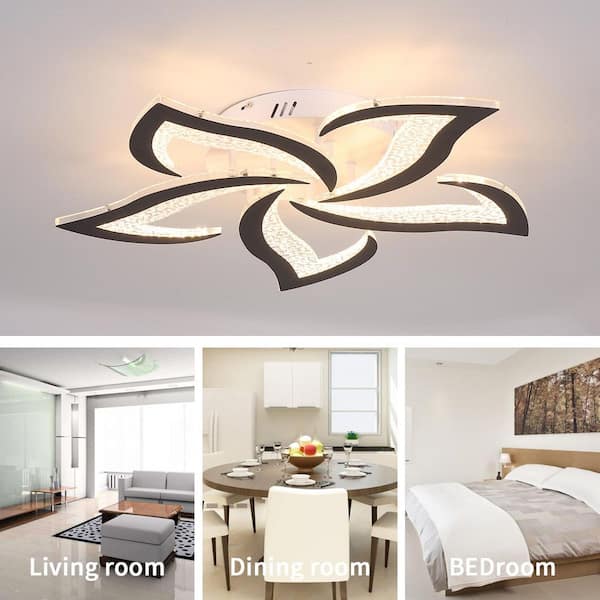 Genoci 23.62 in. 48-Watt Modern Black Integrated LED Flush Mount