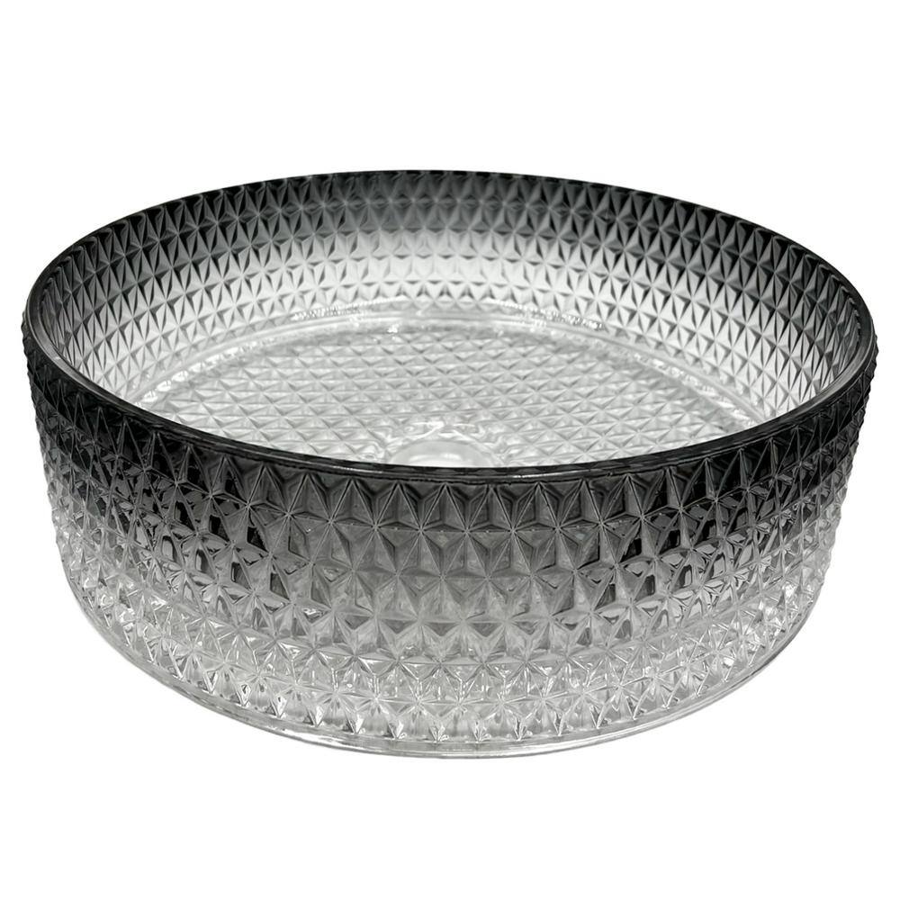 14" Black Gradient Tempered Glass Circular Vessel Sink