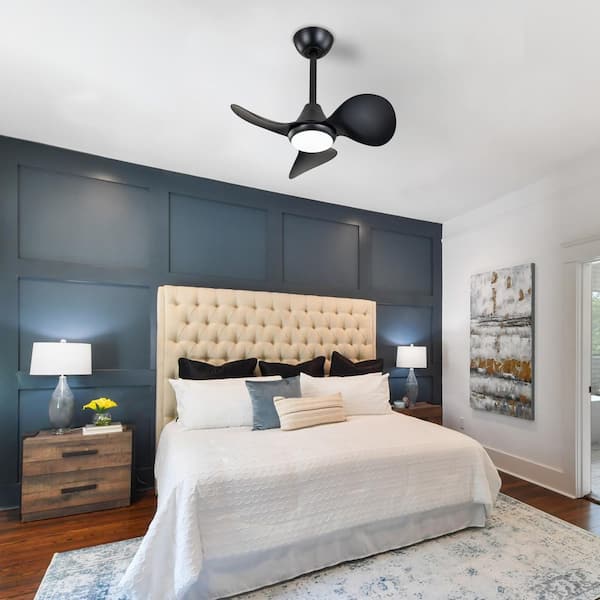 24 in. LED Indoor Black Ceiling Fan Color Changing 3000K/4000K/5000K with Light Kit and Remote Control