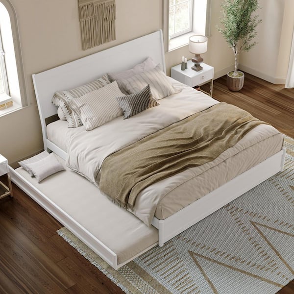 AFI Casanova White Solid Wood Frame King Platform Bed with