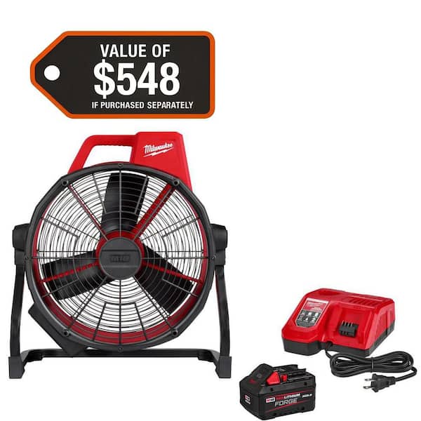 M18 Brushless Cordless Hybrid 18 in. Variable Speed Fan with (1) FORGE 8.0Ah Starter Kit