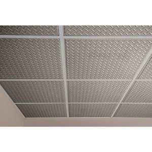Diamond Plate Latte 2 ft. x 2 ft. Lay-in or Glue-up Ceiling Panel (Case of 6)