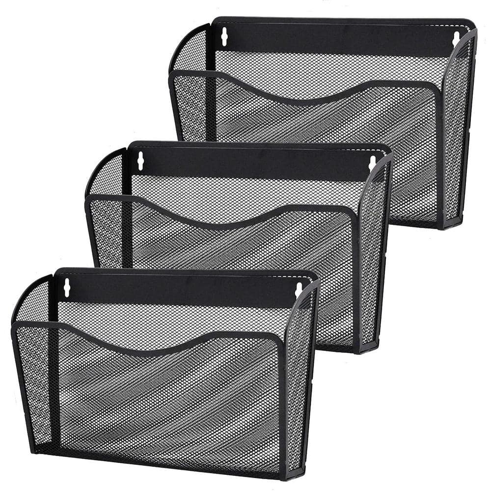12.8 in. x 2 in. Black Hanging Mails Folders Papers Magazine Organization, 
