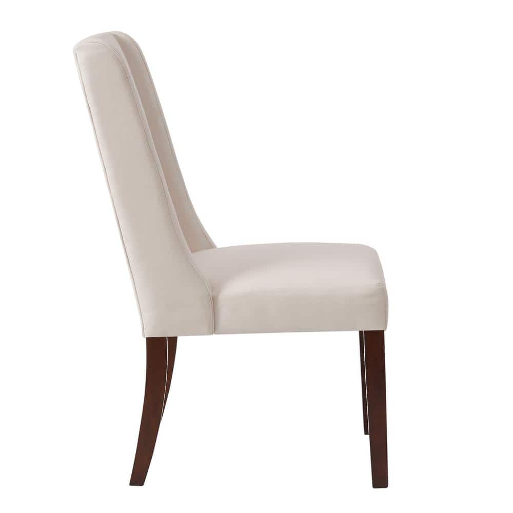Parsons Cream High Wing-Back Side Chair with Solid Wood Legs