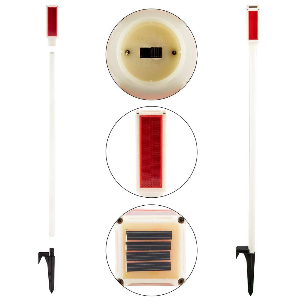 White and Red Solar LED Pathway Light Set of 2