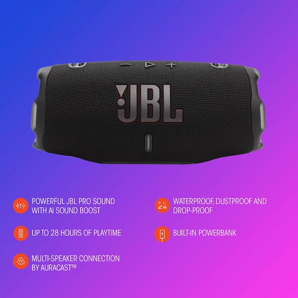 JBL Charge6 ファンキーブラック 黒 JBL Charge 6 Portable Rechargeable Waterproof Bluetooth Speaker