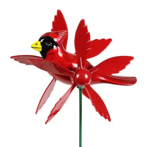 WindyWing Song Bird Cardinal Whirligig 2.4 ft. Red Plastic Garden Stake