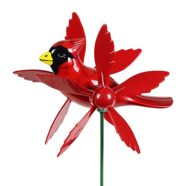 Exhart WindyWing Song Bird Cardinal Whirligig 2.4 ft. Red Plastic Garden Stake