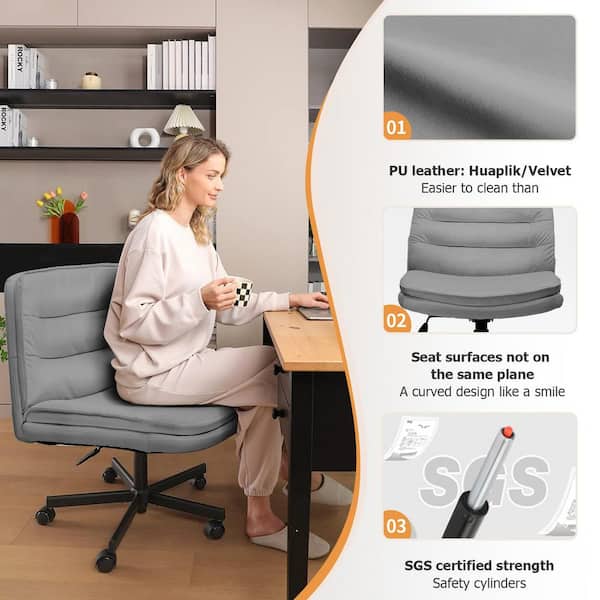 Vigosit Criss Cross Chair met wielen, verstelbare brede armleuning, anti- grip-stof, comfortabel kussen, moderne stijl, draaibare snijstoel, stoel voor thuis, kantoor, wit