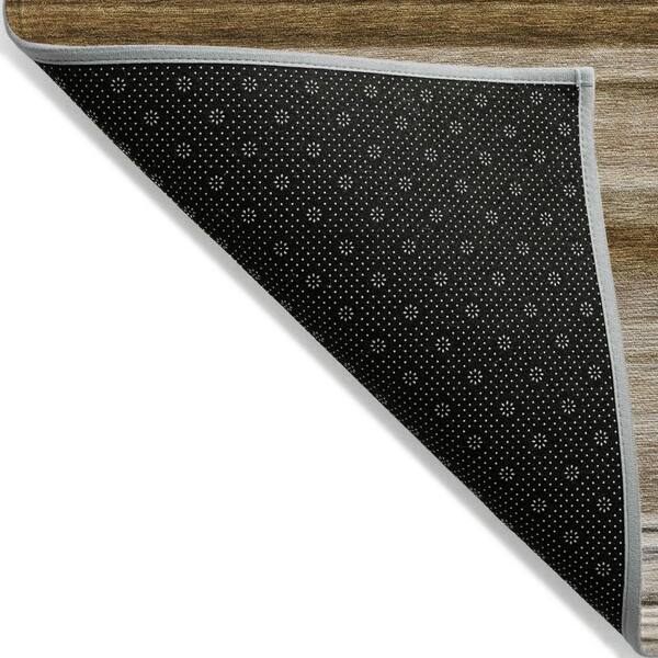 Chocolate 2 ft. x 8 ft. Woven Striped Polyester Runner Indoor / Outdoor Area Rug