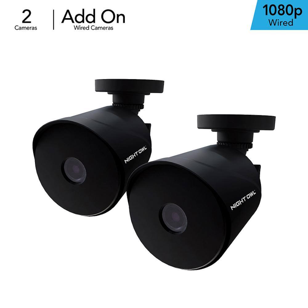 Night Owl Dp2 Series 1080p Black Hd Wired Analog Bullet Cameras 2 Pack Cam 2pk Dp2bk The Home Depot