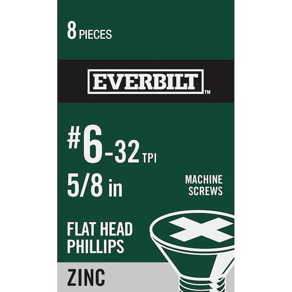 Everbilt #6-32 x 5/8 in. Phillips Flat-Head Machine Screws (8-Pack)