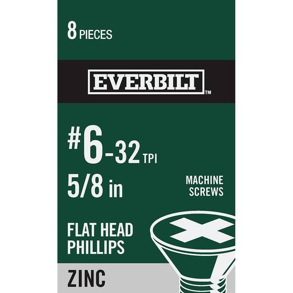 100 Pack 6-32 X 5/8 Flat Head Phillips Machine Screws 18-8 Stainless Steel Fastenere