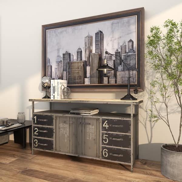 Litton Lane Gray Army Surplus Style 6 Drawers 2 Shelves and 2