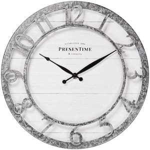 13 in. Farmhouse Series Wall Clock Silent No Ticking Galvanized Finish