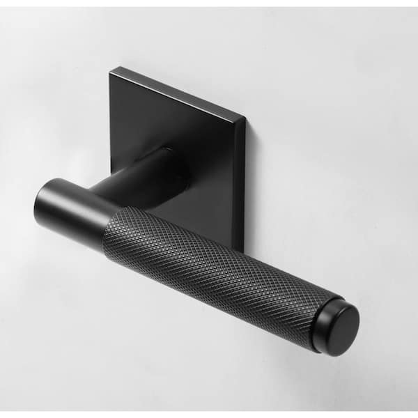 McBowery Taylor Matte Black Modern Heavy Duty Knurled Interior Door Handle, Square Rose with Concealed Screws (Double Dummy)