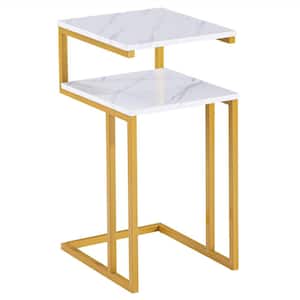 14 in. x 28 in. White Rectangle MDF Top End Table