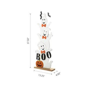 37.5 in. H Halloween Wooden Stacked Ghost Porch Decor