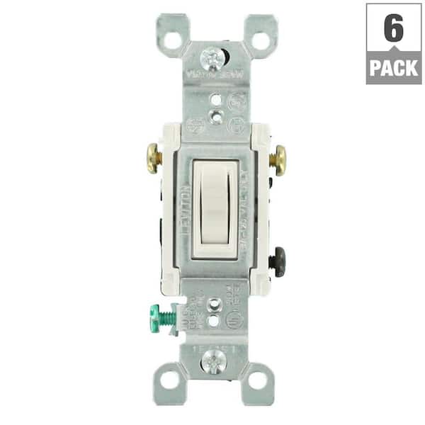 6 Leviton Ivory 3-way Toggle Wall Light Switches 15a 1453-2i for sale online 