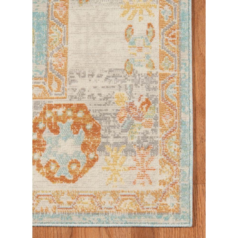 Aqua Boho Chic 8' x 10' Reversible Synthetic Area Rug