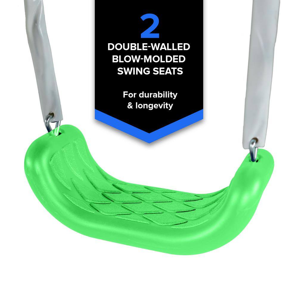 Sierra Vista Blue and Green Metal Swing Set with Slide