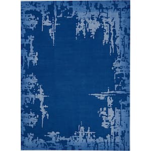 Symmetry Navy Blue 9 ft. x 12 ft. Distressed Contemporary Area Rug