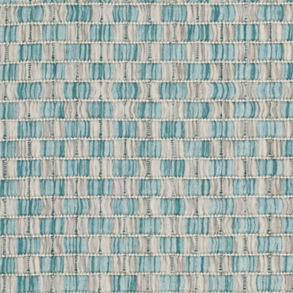 Light Blue and Grey Rectangular Stain-Resistant Synthetic Rug