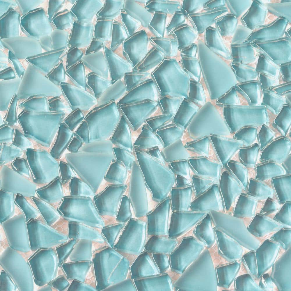 Blue Matte Glass Pebble Mosaic Tile for Bathroom and Kitchen