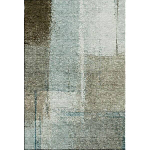 Mayfield Premium Machine Washable Abstract AMF2002 Seafoam 10 ft. x 14 ft. Area Rug