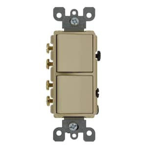 20 Amp Decora Commercial Grade Combination Two 3-Way Rocker Switches, Ivory