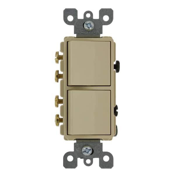 Leviton 20 Amp Decora Commercial Grade Combination Two 3-Way Rocker Switches, Ivory