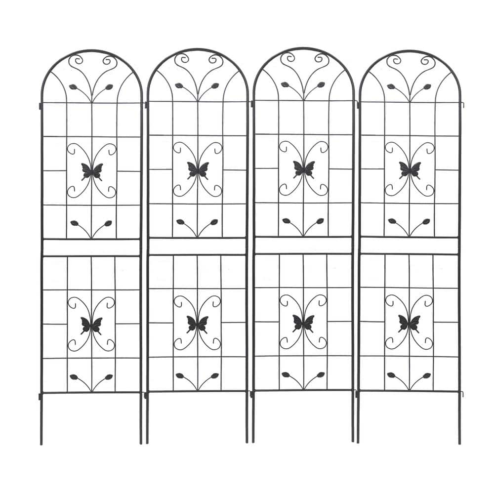 Black 87 in. Metal Garden Trellis, Rustproof Trellis for Climbing Plants Ou