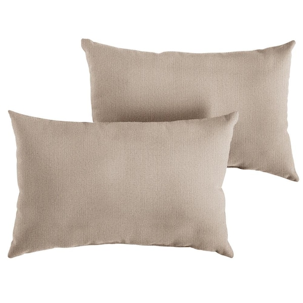 SORRA HOME Sunbrella Revive Sand Rectangle Outdoor Lumbar Pillow (2-Pack)