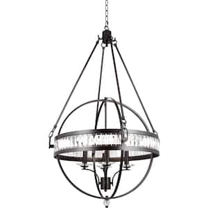 Decomus 240-Watt 4-Light Rubbed Oil Bronzed Pendant Light with Globe Shade, No Bulbs Included