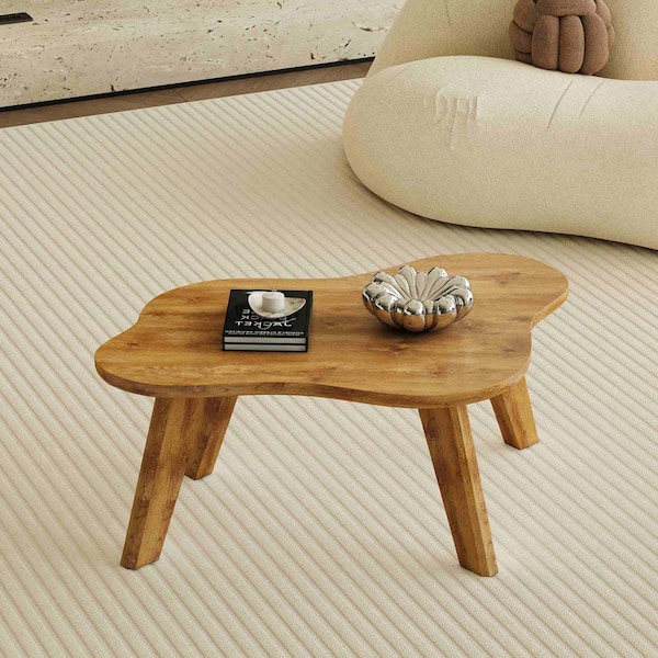 Polibi Modern 35.4 in. Natural Specialty Wood Coffee Table